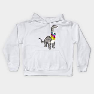 Snuggly Diplodocus in Winter Kids Hoodie